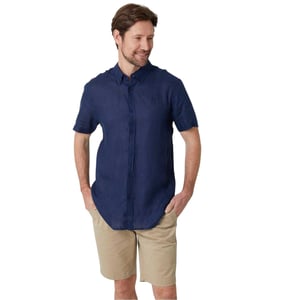 Saltwell Heren Linnenmix Regular Shirt (Marineblauw)