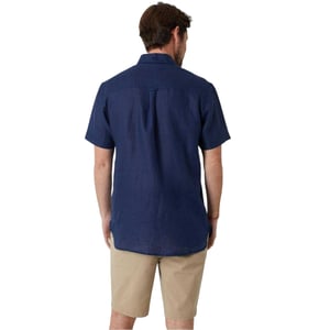 Saltwell Heren Linnenmix Regular Shirt (Marineblauw)