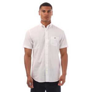 Gant Heren Katoen Linnen Korte Mouwen Shirt (Wit)