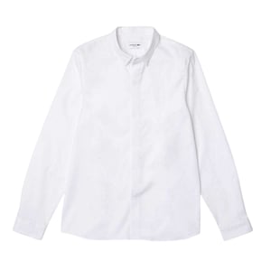 Lacoste Heren Poplin Slim overhemd met verborgen sluiting (Wit)