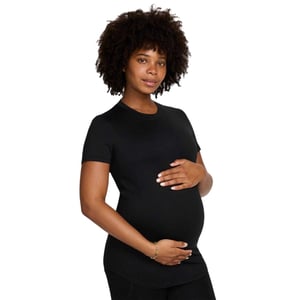 Nike Damernas Logotyp Dri-FIT Gravid T-shirt (Svart)