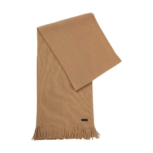 Boss Heren Albas Virgin Wool Logo Sjaal (Beige)