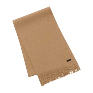 Boss Heren Albas Virgin Wool Logo Sjaal (Beige)