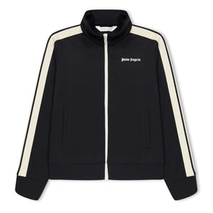 Boys Palm Angels Mock Neck Athletic Sweatshirt in Black Wht 1003