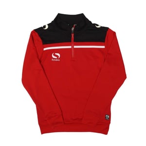 Boys Sondico Zip Neck Long Sleeve Sweatshirt in Red/Black