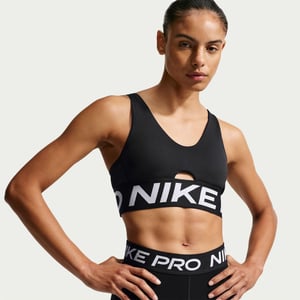 Women's Nike Indy Scoop Neck Sports Bra in Black/White