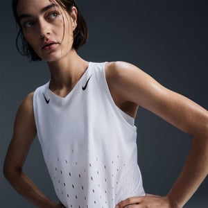 Women's Nike Dri FIT ADV Running Singlet in White/Black