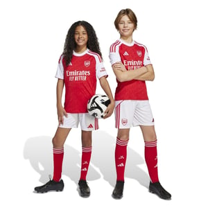 Boys adidas Home Shorts 2025 2026 Juniors in White/Red