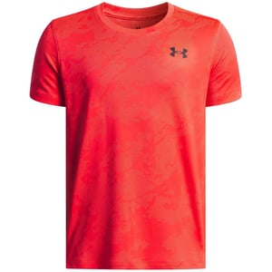 Boys Under Armour Vent Jacquard Crew Neck Regular Fit T-Shirt in Racer Red