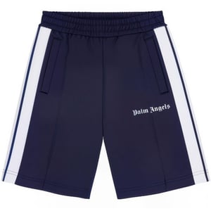 Boys Palm Angels Unisex Kids Classic Logo Track Woven Tracksuit Shorts in Navy Blue White