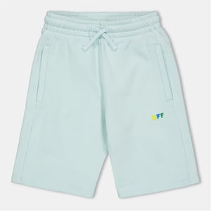 Boys Off White Rainbow Lettering Bermuda Shorts in Blue Multi