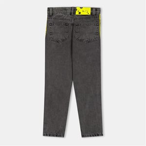 Boys Off White Logo Five Pocket Design Straight Leg Jean in Grey/Yellow