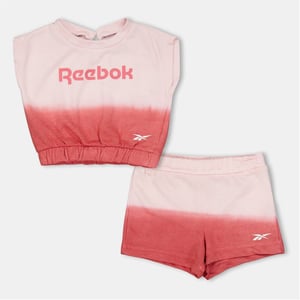 Girls Reebok Ombre Lettering Crew Neck Sleeveless T-Shirt and Set in Sunkist Coral