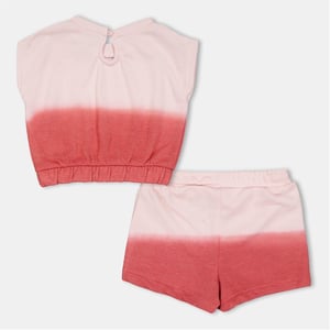 Girls Reebok Ombre Lettering Crew Neck Sleeveless T-Shirt and Set in Sunkist Coral