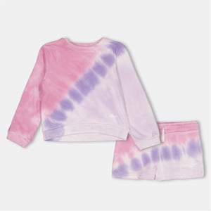 Girls Reebok Tie Dye Crew Neck Long Sleeve Sweatshirt in Sachet Pink
