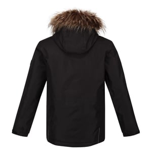 Boys Regatta Tynley Solid Patterned Hooded Parka Jacket in Dark Khaki
