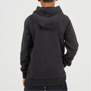 Boys Brave Soul Solid Patterned Hooded Ribbed Cuff Sweat Jacket with Zipped Pocket in Dark Charcoal