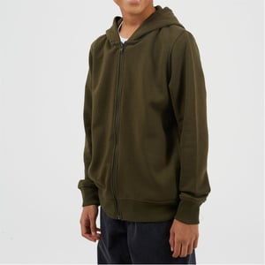 Boys Brave Soul Solid Patterned Hooded Ribbed Cuff Sweat Jacket with Zipped Pocket in Mid Khaki
