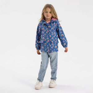 Girls Minoti Rain Jacket Printed Cobalt Blue in Royal Blue