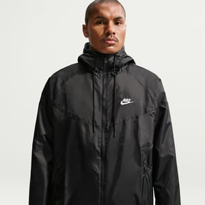 Men's Nike Windrunner Hooded Jacket in .Black/White
