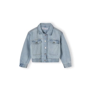 Girls Minoti Cropped Soft Denim Bomber Jacket Light Blue in LightBlue Denim