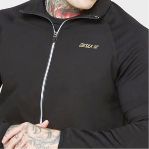 Men's SikSilk Hooded Track Slim Fit Jacket in Black