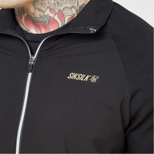 Men's SikSilk Hooded Track Slim Fit Jacket in Black