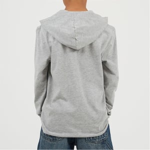 Boys Brave Soul Long Sleeve Hoodie With Set In Sleeve in Light Grey