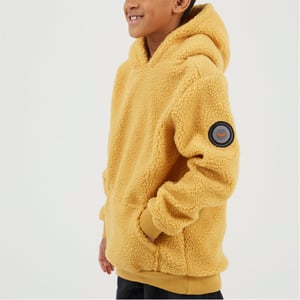Boys Brave Soul Kangaroo Pocket Hooded Long Sleeve Sweatshirt in Deep Mustard