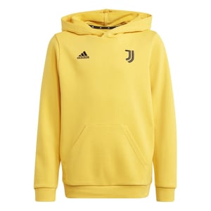 Boys adidas Juve Kids Embroidered Hooded Long Sleeve Sweatshirt in Bold Gold