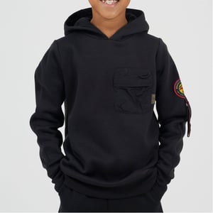 Boys Brave Soul Hooded Neck Long Sleeve Sweatshirt with Pockets in Jet Black