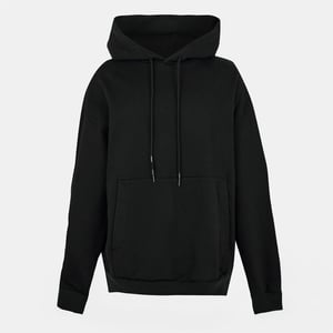 Men's Off White Hooded Neck Long Sleeve Sweatshirt in Black