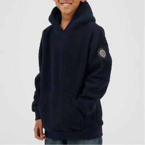 Boys Brave Soul Kangaroo Pocket Hooded Long Sleeve Sweatshirt in Dk Navy