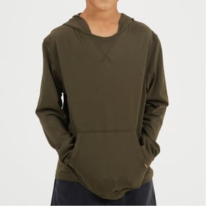 Boys Brave Soul Long Sleeve Hoodie With Set In Sleeve in Khaki