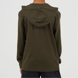 Boys Brave Soul Long Sleeve Hoodie With Set In Sleeve in Khaki
