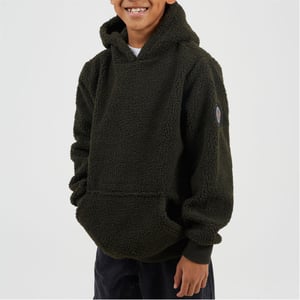 Boys Brave Soul Kangaroo Pocket Hooded Long Sleeve Sweatshirt in Dk Khaki