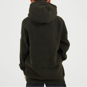 Boys Brave Soul Kangaroo Pocket Hooded Long Sleeve Sweatshirt in Dk Khaki