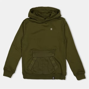 Boys G Star Relaxed Fit Hooded Neck Long Sleeve Sweatshirt in Shadow Olive
