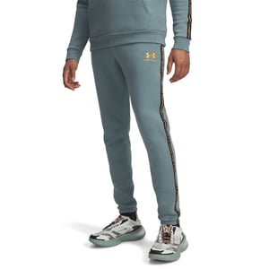 Men's Under Armour Icon Taping Closed Hem Fleece Joggers in Jasper Blue