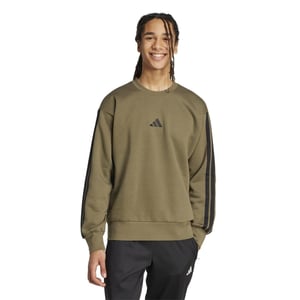Men's adidas Essentials 3 Stripes Fleece Sweatshirt in Olive Strata