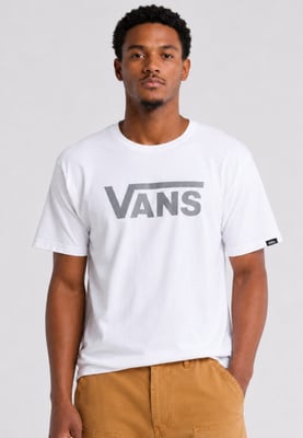 Vans Mens Classic Logo T Shirt in White/Grey