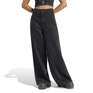 Women's adidas Wide Fit Wide Leg Solid Joggers in Black