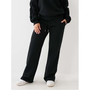 Women's True Religion Straight Leg Open Hem Joggers in Jet Black