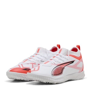 Boys Puma Ultra 5 Match Tt + Mid Jr Astro Turf Football Boots Unisex Kids in White-Bl