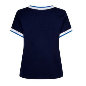 Red Button Jerry v-neck striped rib