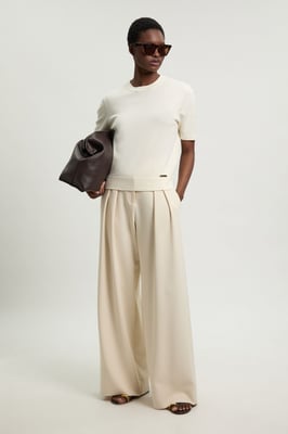 Viscose Blend Knit Crew Neck Short Sleeve Top