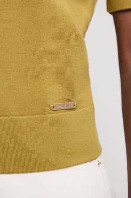 Viscose Blend Knit Crew Neck Short Sleeve Top