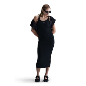 Women's Nike Chill Knit Fitted Scoop Neck Sleeveless Bodycon Dress in Black/Sail