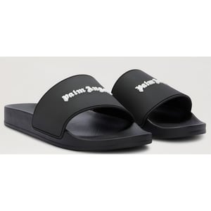 Men's Palm Angels Classic Logo Pool Sliders in Black White