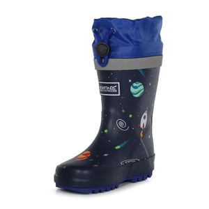 Boys Regatta Splash Graphic Print Wellington Boots in Navy Space